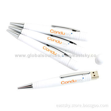 Custom Pen Shape USB Drive, OEM Service Free for 1 Colored Pad Printing and Laser Engraving